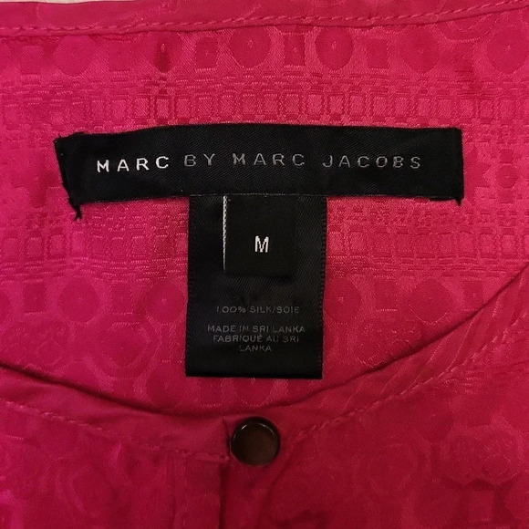 🛍Marc By Marc Jacobs Magenta Silk Sleeveless Floral Print Womens Blouse Size M - Picture 2 of 8